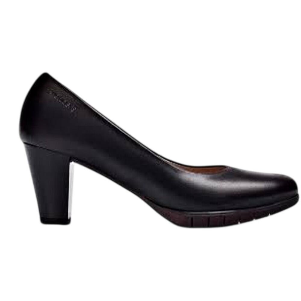 NWT Wonders Spain Taupe Black Leather Platform Heel Pumps Minimalist Preppy Goth